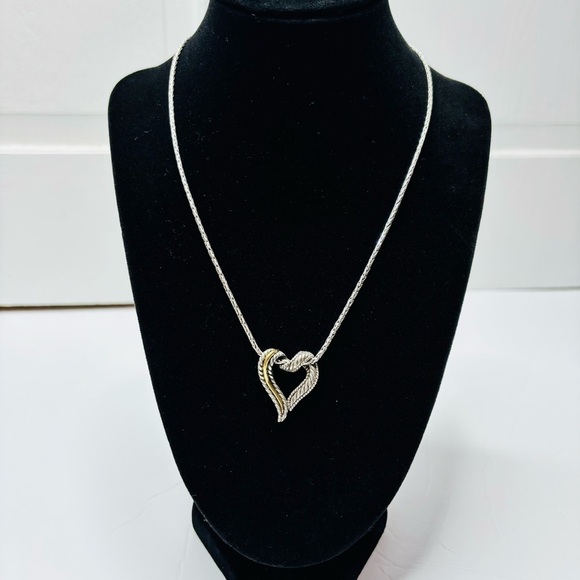 BRIGHTON Two Tone Heart Pendent Necklace - Picture 1 of 5